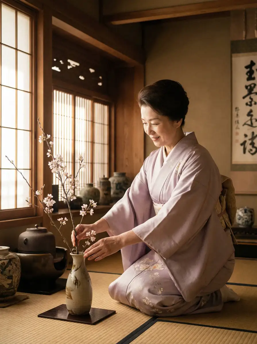 一位优雅的 糖心视频 - 糖心视频官网 | 高清免费视频资源 | 最新影视每日更新 在和室中插花